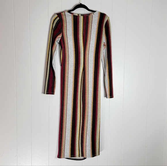 4/$20 Superfoxx Multicolor Striped Long Sleeve Midi Dress Small - Picture 8 of 8